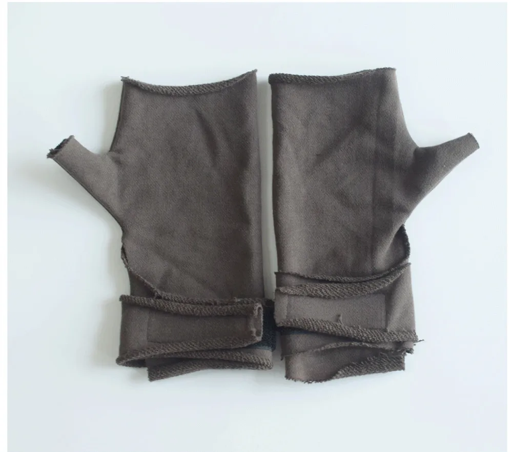 Rough Selvedge Design Vintage Punk Fingerless Gloves Man Woman Techwear Style Looped Fabric Pure Cotton Gloves Black Coffe Gray