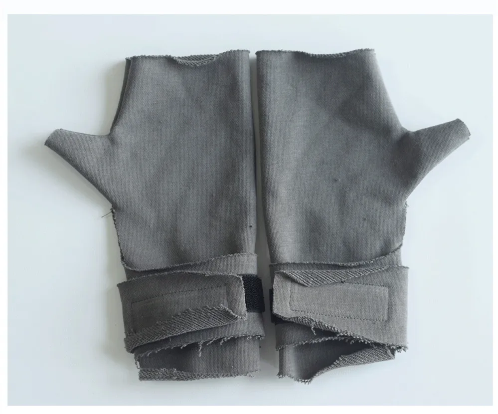 Rough Selvedge Design Vintage Punk Fingerless Gloves Man Woman Techwear Style Looped Fabric Pure Cotton Gloves Black Coffe Gray