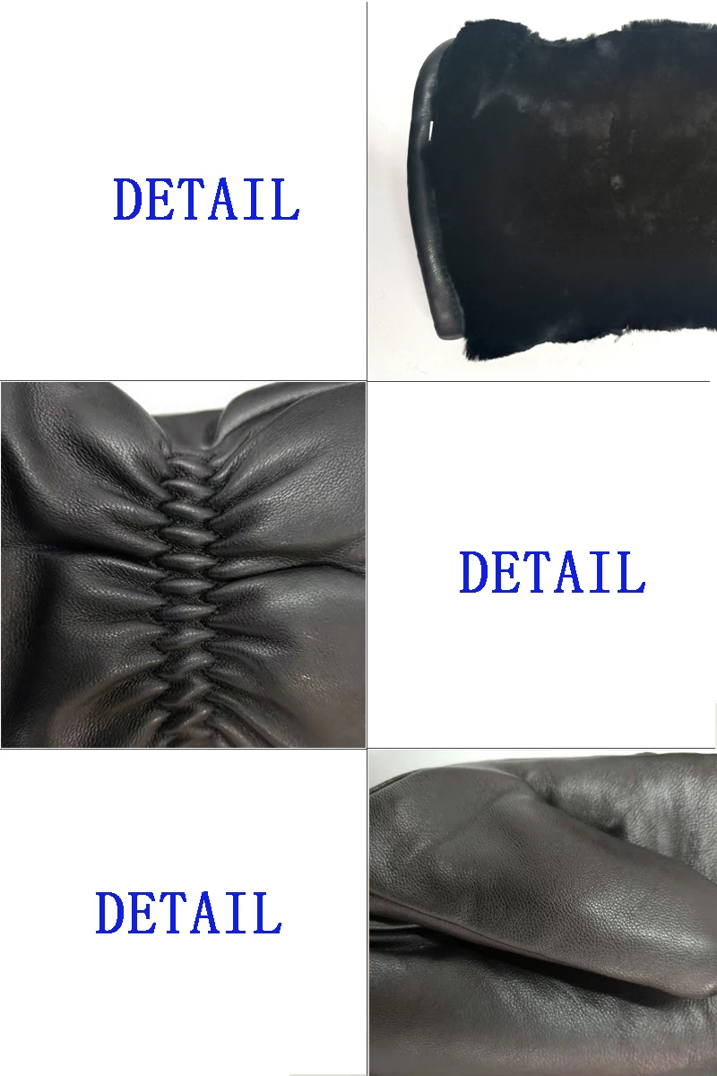 Men Sheepskin Gloves Genuine Leather Glove for Men Winter Outdoor Warm Fur Thickening Thermal Gloves
