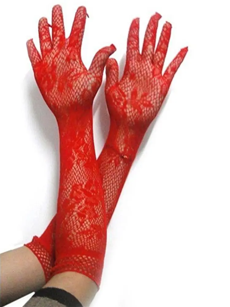 Fashion Wedding Women Gloves Sexy Stretch Lace Opera Elbow Long Length Mittens Evening Party Prom Gloves
