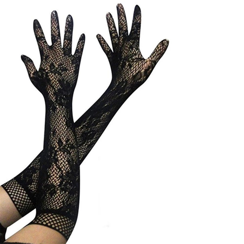 Fashion Wedding Women Gloves Sexy Stretch Lace Opera Elbow Long Length Mittens Evening Party Prom Gloves