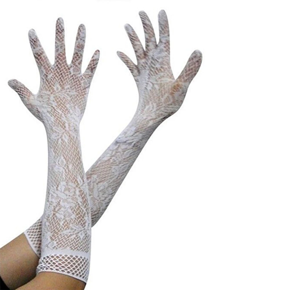 Fashion Wedding Women Gloves Sexy Stretch Lace Opera Elbow Long Length Mittens Evening Party Prom Gloves