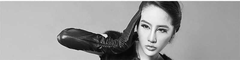 Long Sheepskin Gloves Women's Genuine Leather 58cm Length Sleeve Velvet Lining Keeps Warm in Autumn and Winter