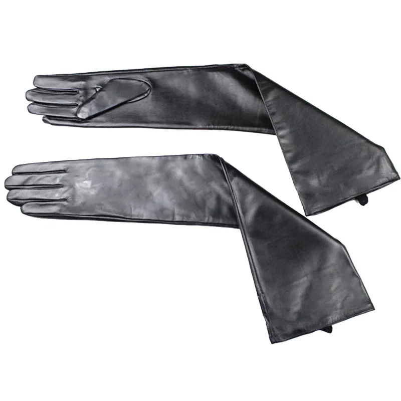 Long Sheepskin Gloves Women's Genuine Leather 58cm Length Sleeve Velvet Lining Keeps Warm in Autumn and Winter