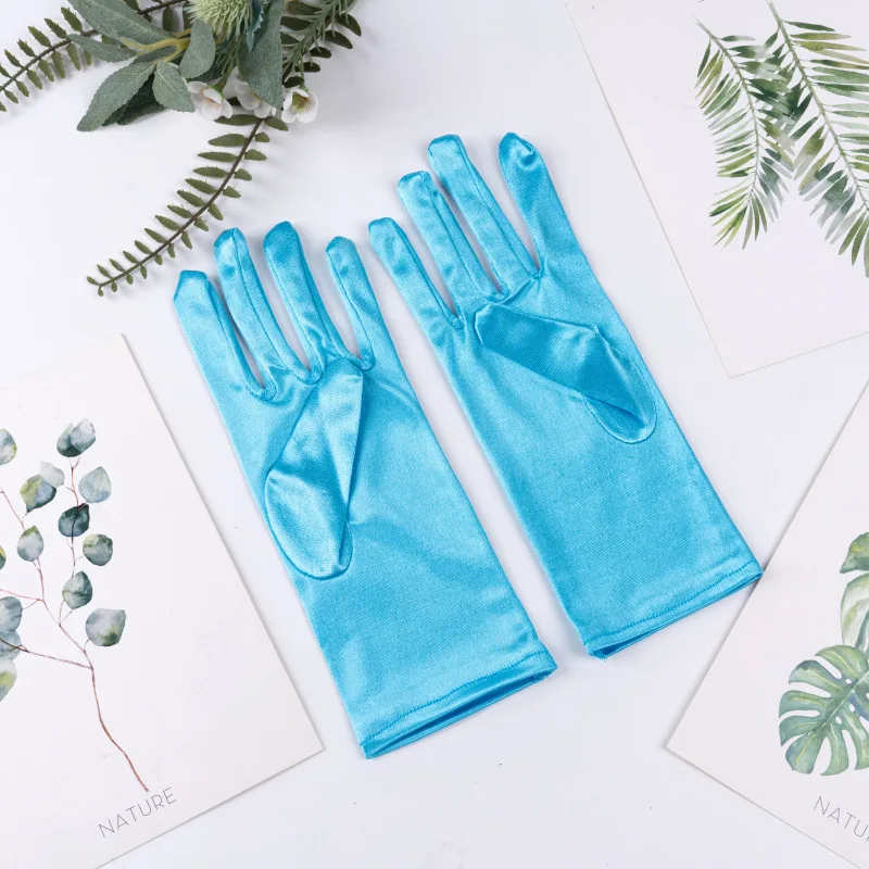 23cm 38cm 55cm Women Imitation Satin Silk Smooth Solid High Elasticity Stage Performance Dinner Etiquette Multicolor Gloves