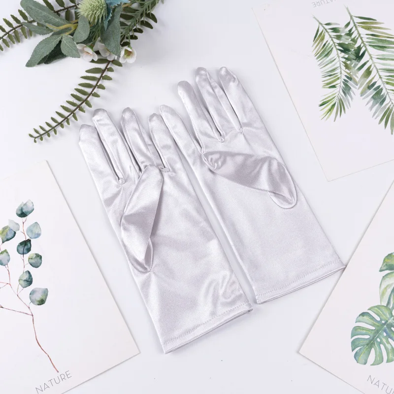 23cm 38cm 55cm Women Imitation Satin Silk Smooth Solid High Elasticity Stage Performance Dinner Etiquette Multicolor Gloves