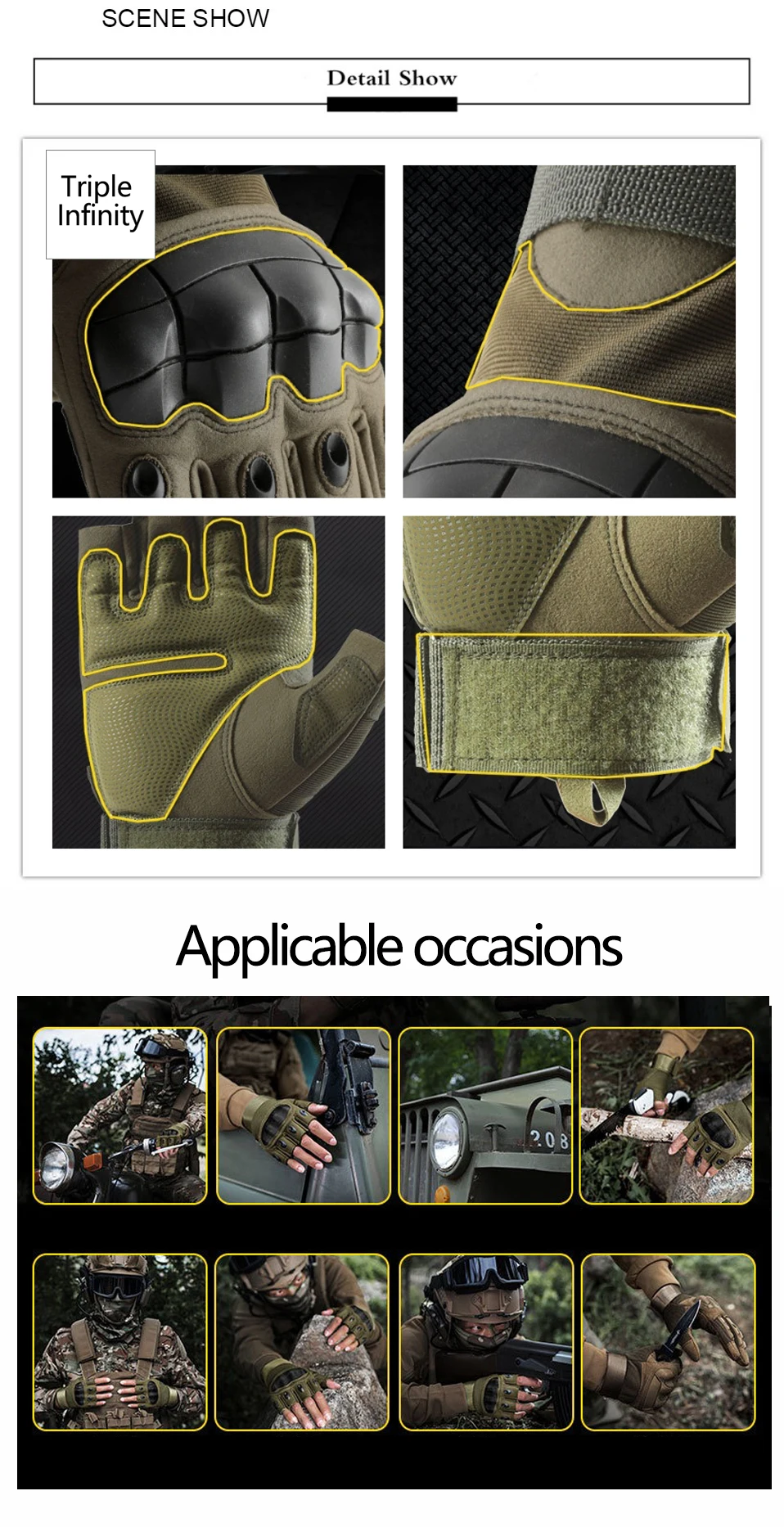 Men's WoMen's Summer Tactical Gloves Half Finger Reinforced Palm Durable Anti-Slip Protective Military Style for Hunting Cycling