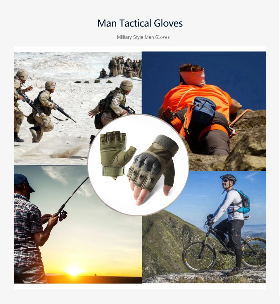 Men's WoMen's Summer Tactical Gloves Half Finger Reinforced Palm Durable Anti-Slip Protective Military Style for Hunting Cycling