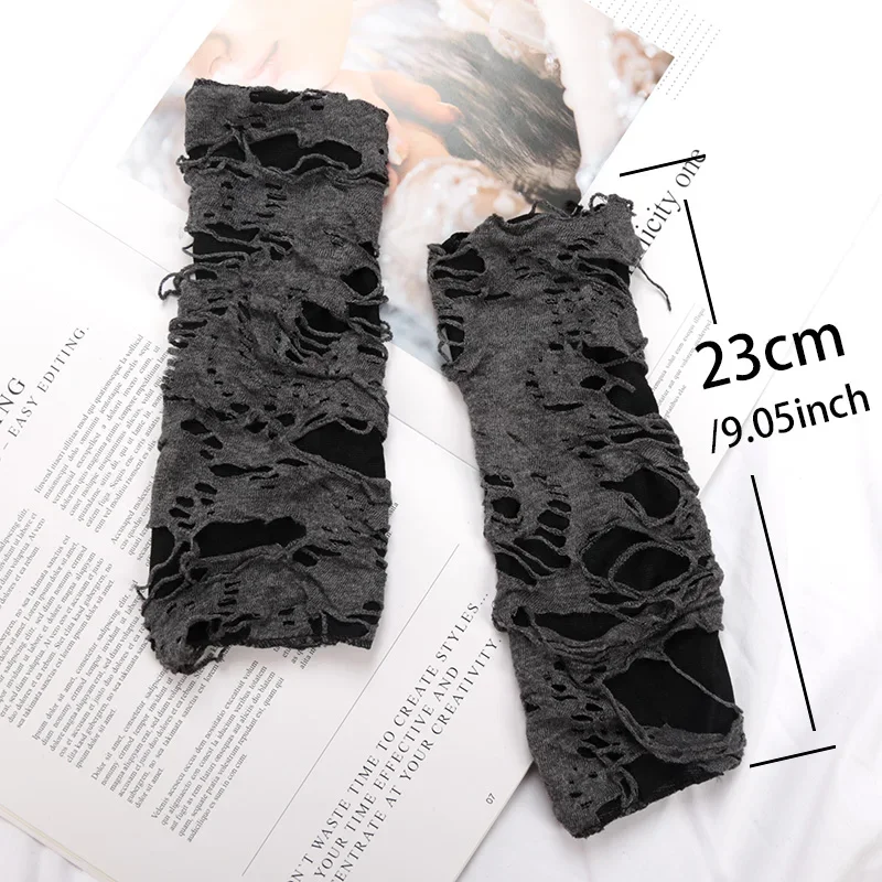 Sexy Gothic Fingerless Long Gloves for Women Men Halloween Gloves Mittens Clubwear Dance Cosplay Costume Accessories