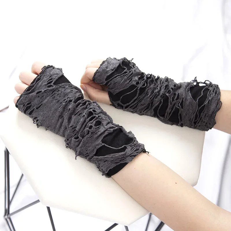 Sexy Gothic Fingerless Long Gloves for Women Men Halloween Gloves Mittens Clubwear Dance Cosplay Costume Accessories