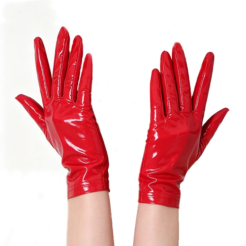 Women Shiny Patent Leather Short Gloves Long Pointed Fingers Nightclub Rave Party Stage Sexy Punk Hip-hop Cool Cosplay