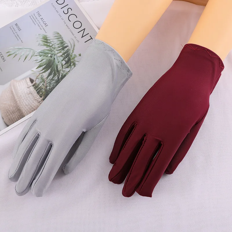 Women Sunscreen Short Drive Cycling Cover Up Scars Spandex Solid Etiquette Gloves Multicolor Breathable Thin Elasticity Soft