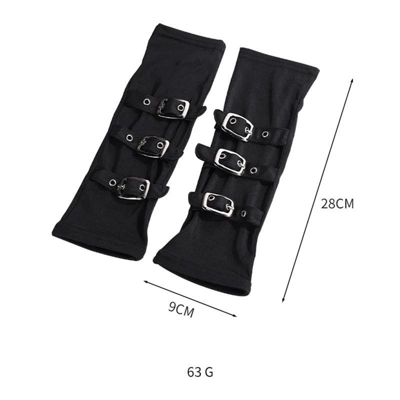 Fashion Personality Buckle Straps Punk Style Women Spandex Fingerless Gloves Lolita Cosplay Stage Performances Street Dance