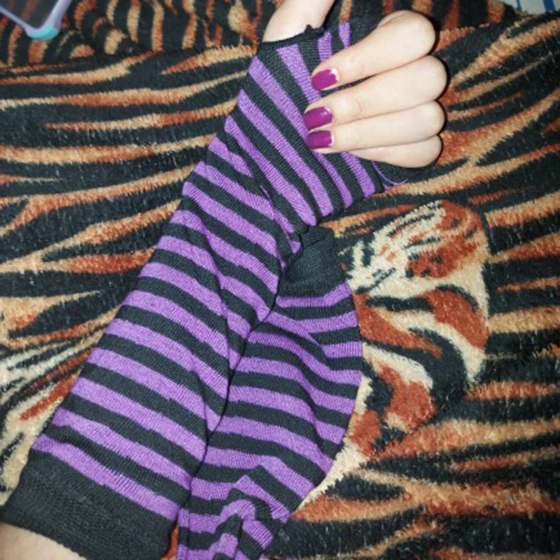 1pair Unisex Mitten Sleeve Women Driving Gloves Women Keep Warm Knitted Long Fingerless Gloves Girls Black Fashion Goth Gloves
