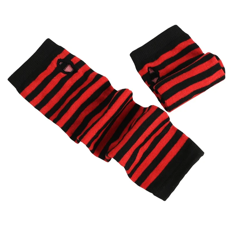 1pair Unisex Mitten Sleeve Women Driving Gloves Women Keep Warm Knitted Long Fingerless Gloves Girls Black Fashion Goth Gloves