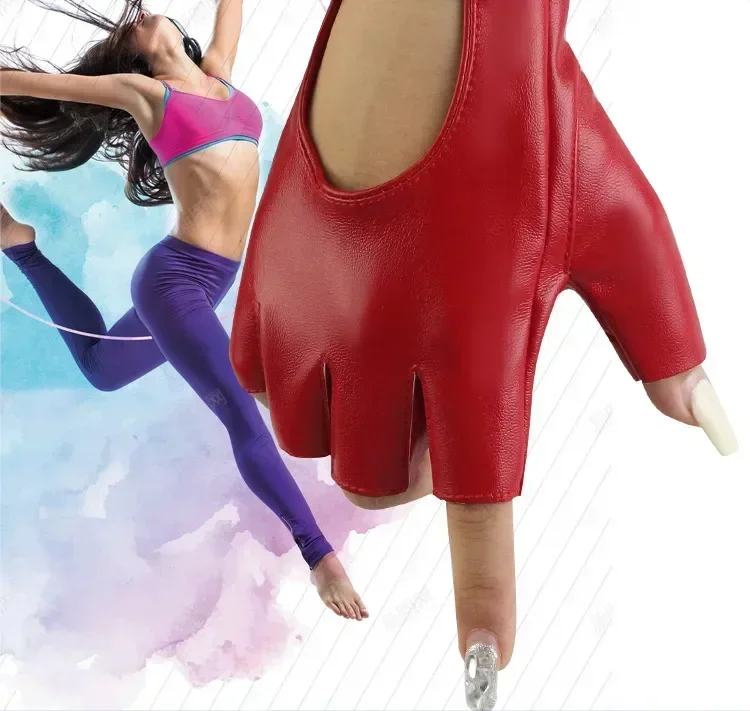 Women Halloween PU Leather Waterproof Fingerless Gloves Female Half Finger Driving Cycling New Fashion Punk Gloves Dance Gloves