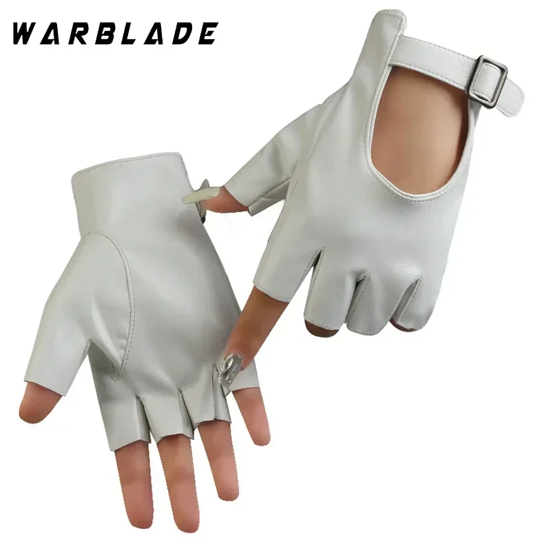 Women Halloween PU Leather Waterproof Fingerless Gloves Female Half Finger Driving Cycling New Fashion Punk Gloves Dance Gloves
