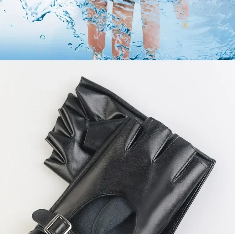 Women Halloween PU Leather Waterproof Fingerless Gloves Female Half Finger Driving Cycling New Fashion Punk Gloves Dance Gloves