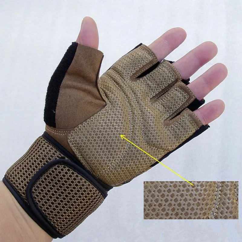 Men Body Building Brand Fitness Gloves Gyms Equipment Man Weight lifting Non-slip breathable Long Wrist Wrap Black Brown Mittens