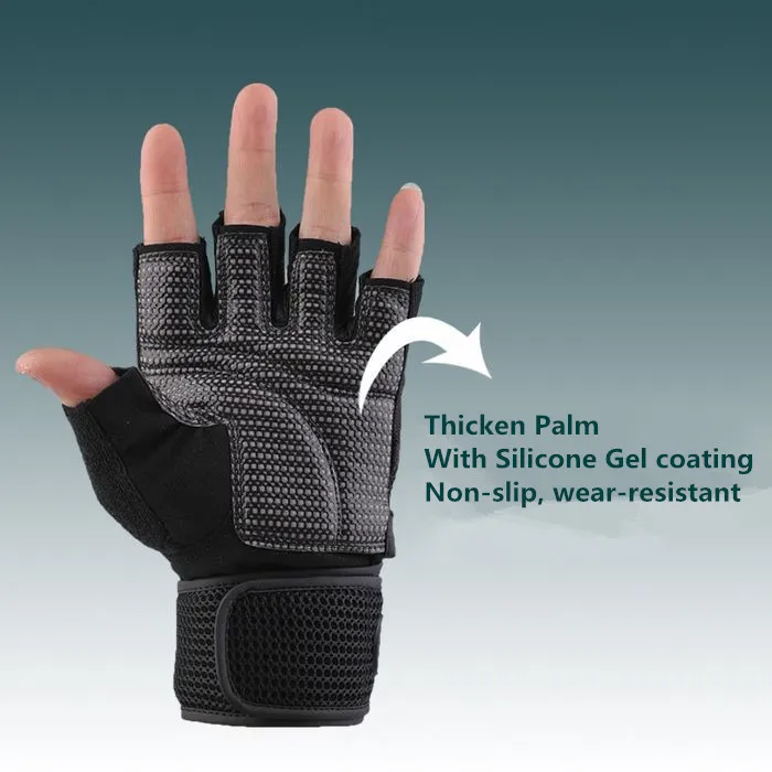 Men Body Building Brand Fitness Gloves Gyms Equipment Man Weight lifting Non-slip breathable Long Wrist Wrap Black Brown Mittens