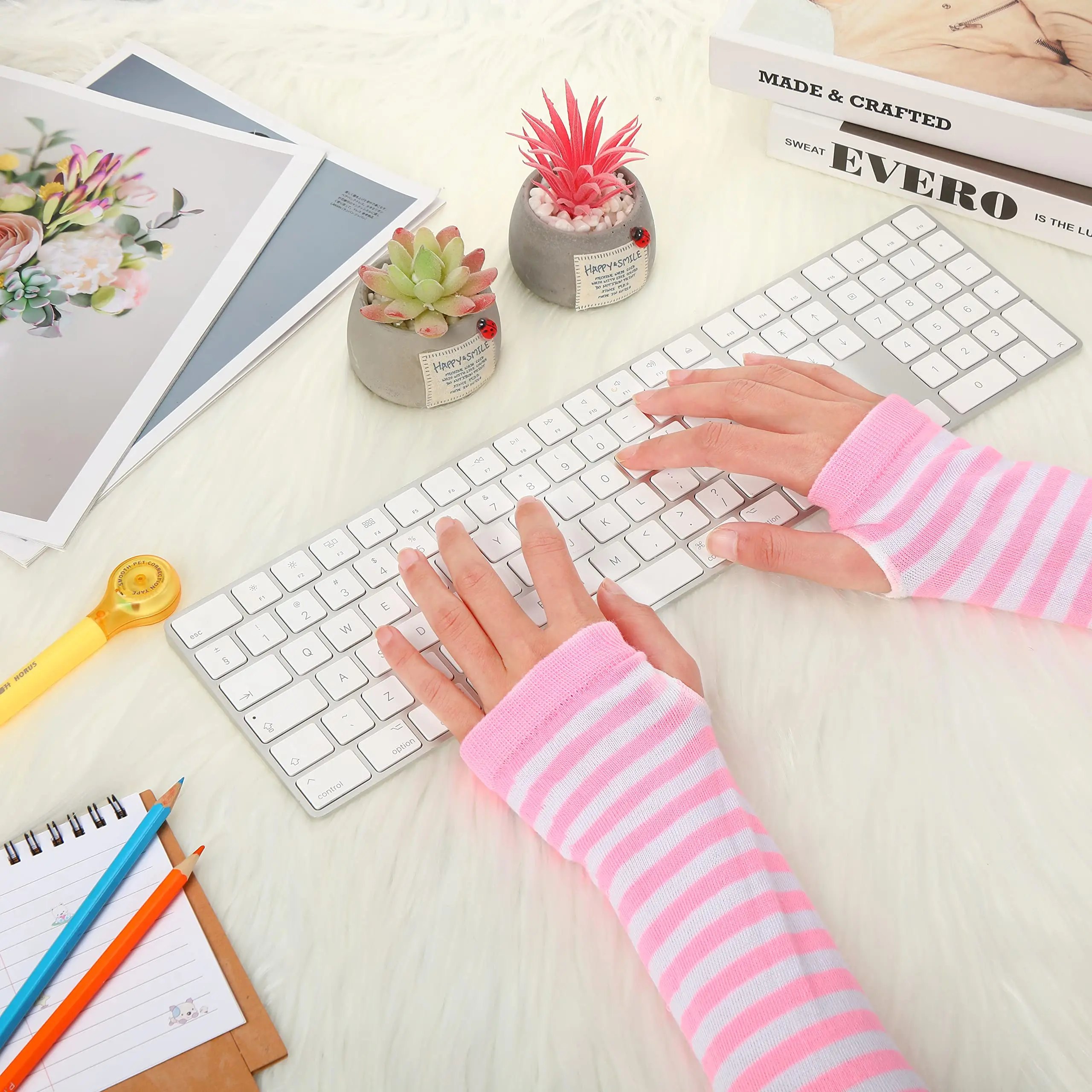 Y2K Punk Long Sleeves Gloves for Man Women Fingerless Stripe Hip-Hop Mittens Knitted Elbow Elastic Outdoor Warmer Arm Finger