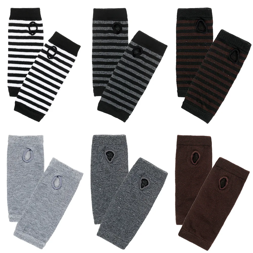 Y2K Punk Long Sleeves Gloves for Man Women Fingerless Stripe Hip-Hop Mittens Knitted Elbow Elastic Outdoor Warmer Arm Finger