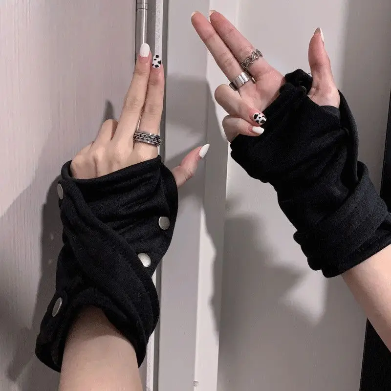 Gothic Steampunk Half-finger Gloves Ladies Y2K Harajuku Style Super Cool Mitts Hip Hop Gloves for Party