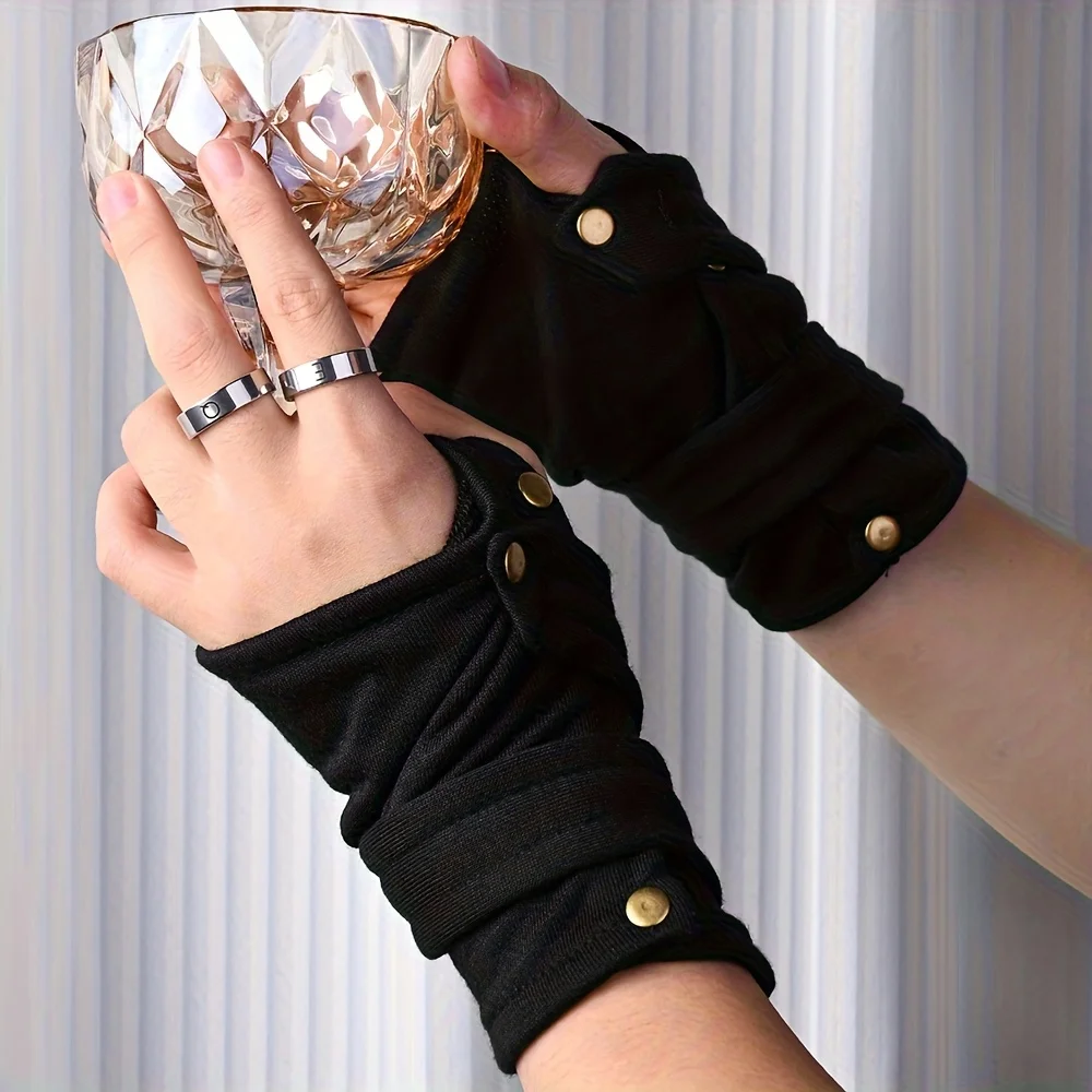Gothic Steampunk Half-finger Gloves Ladies Y2K Harajuku Style Super Cool Mitts Hip Hop Gloves for Party