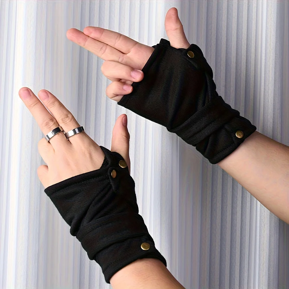 Gothic Steampunk Half-finger Gloves Ladies Y2K Harajuku Style Super Cool Mitts Hip Hop Gloves for Party