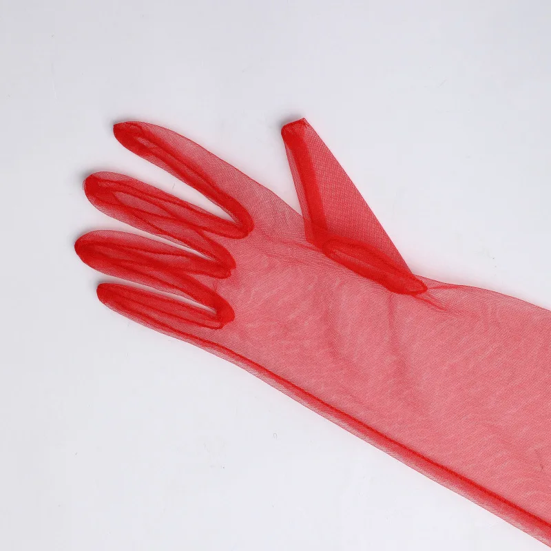 Women Sexy Lace Gloves White Black Mesh Tulle Gloves Driving Summer Sunscreen Mittens Wedding Etiquette Thin Elbow Long Gloves