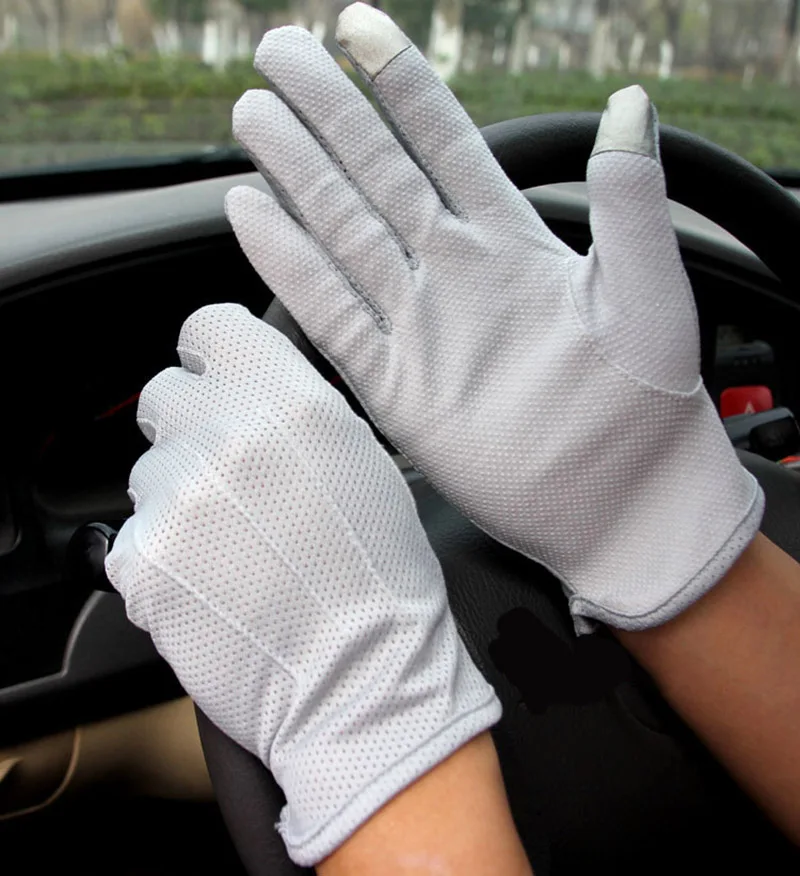 Men Summer Sports Fitness Non-slip Cycling Sunscreen Short Sun Mittens Thin Cotton Breathable Touch Screen Driving Gloves L20