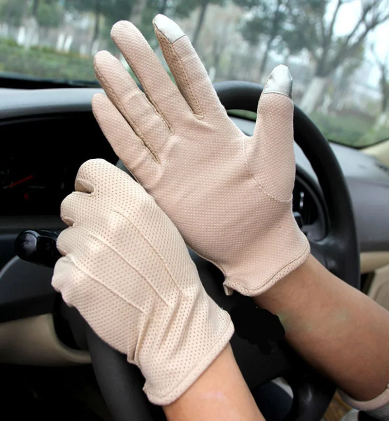 Men Summer Sports Fitness Non-slip Cycling Sunscreen Short Sun Mittens Thin Cotton Breathable Touch Screen Driving Gloves L20