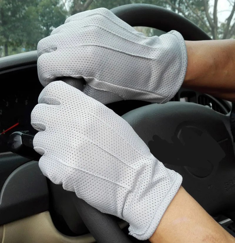 Men Summer Sports Fitness Non-slip Cycling Sunscreen Short Sun Mittens Thin Cotton Breathable Touch Screen Driving Gloves L20
