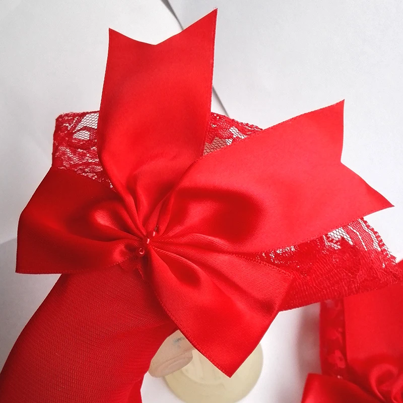 Ladies Important Dress Gloves Short Net Yarn Lace Bow Gloves Red Black Beige White B100