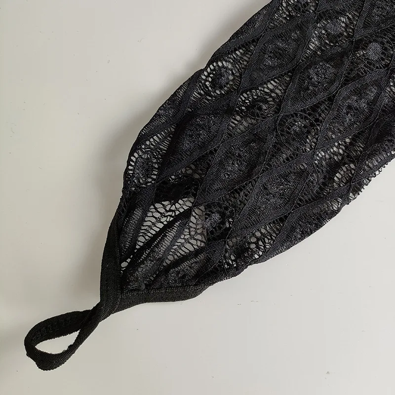 Sexy Summer Female Hook Finger Sunscreen Long Lace Sleeve Mitten Women Driving Diamond Mesh Sun Anti-UV Black Silk Sex Glove