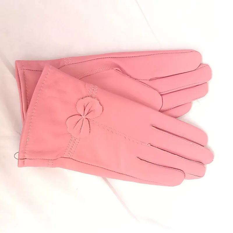 Women Genuine Leather Winter Warm Glove Ladies Real Sheep Leather Gloves Girls Driving Fashion Female Luxury Wool lined Gloves