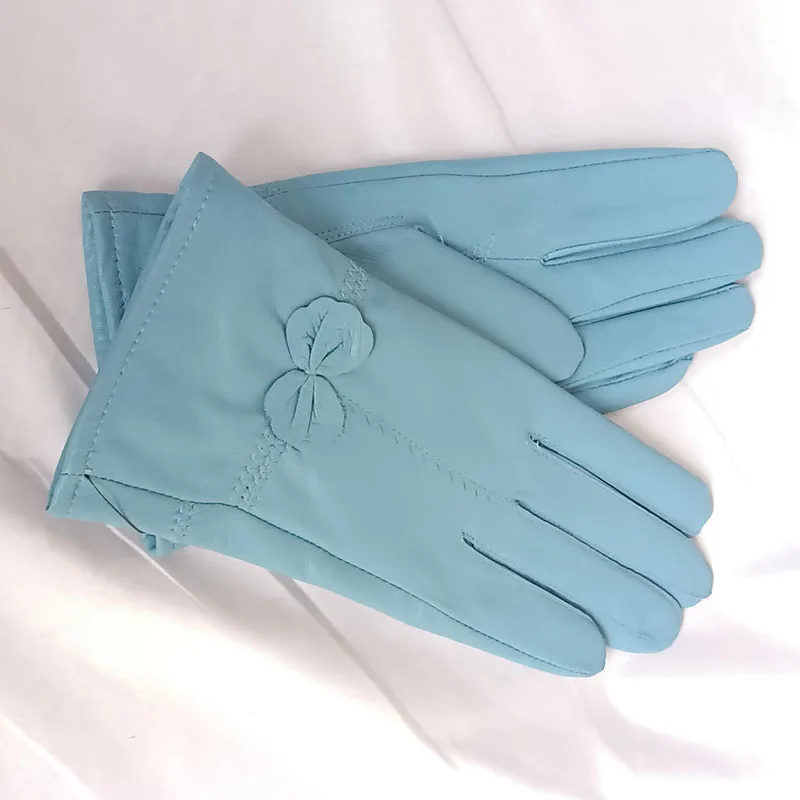 Women Genuine Leather Winter Warm Glove Ladies Real Sheep Leather Gloves Girls Driving Fashion Female Luxury Wool lined Gloves