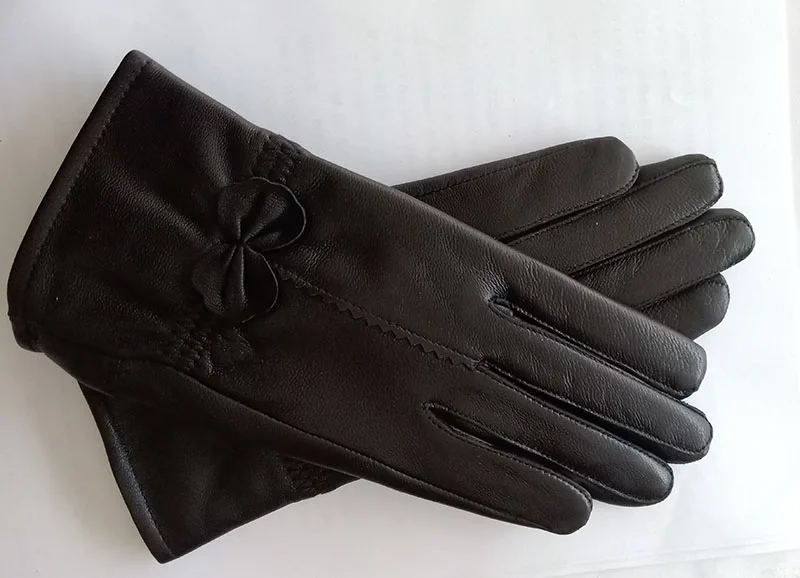 Women Genuine Leather Winter Warm Glove Ladies Real Sheep Leather Gloves Girls Driving Fashion Female Luxury Wool lined Gloves