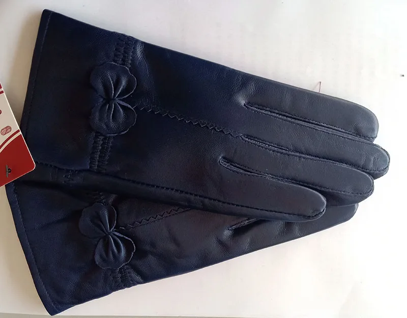 Women Genuine Leather Winter Warm Glove Ladies Real Sheep Leather Gloves Girls Driving Fashion Female Luxury Wool lined Gloves
