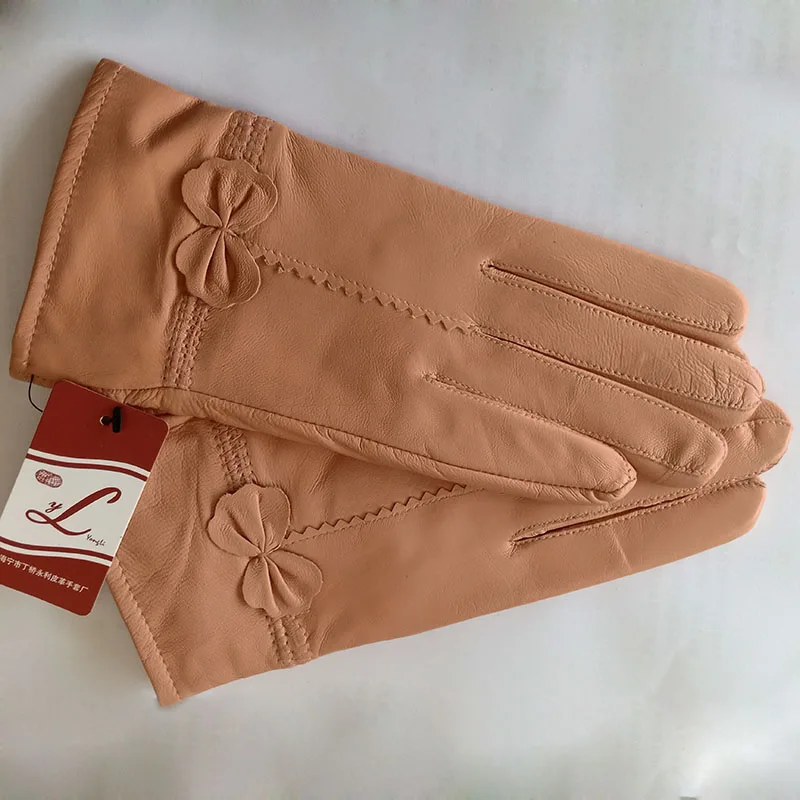 Women Genuine Leather Winter Warm Glove Ladies Real Sheep Leather Gloves Girls Driving Fashion Female Luxury Wool lined Gloves