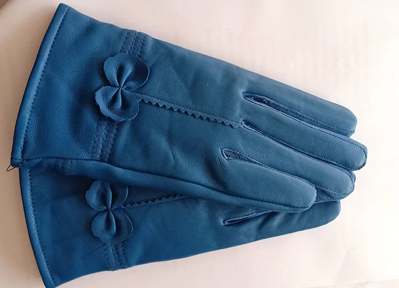 Women Genuine Leather Winter Warm Glove Ladies Real Sheep Leather Gloves Girls Driving Fashion Female Luxury Wool lined Gloves