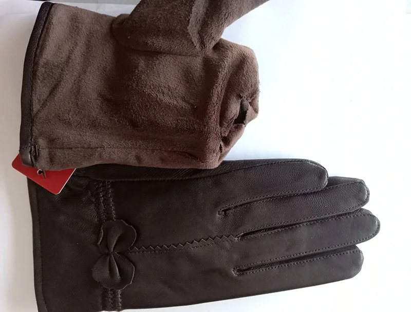 Women Genuine Leather Winter Warm Glove Ladies Real Sheep Leather Gloves Girls Driving Fashion Female Luxury Wool lined Gloves