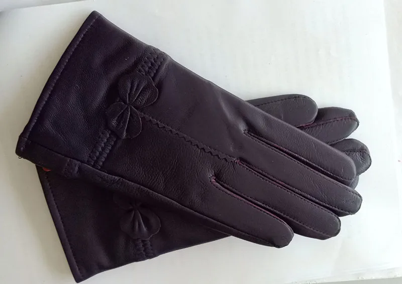 Women Genuine Leather Winter Warm Glove Ladies Real Sheep Leather Gloves Girls Driving Fashion Female Luxury Wool lined Gloves