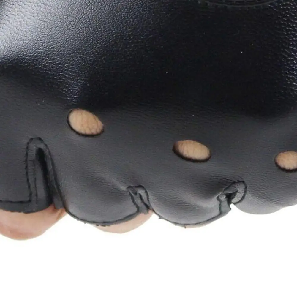 Leather Punk Glove Rivet Fingerless Mittens Motor Driving Ride Gloves Motorcycle Accessories Disco Dancing Rock and Roll Black