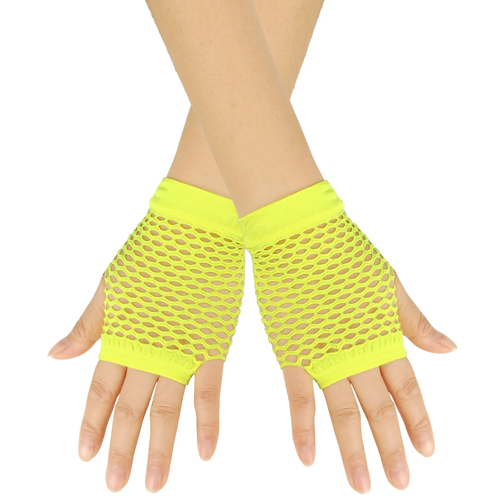 Women Coarse Net Elastic Sexy Soild Gloves Punk Half Finger Nightclub Trendy 2025 Women Clothes Accessories Decor украшения