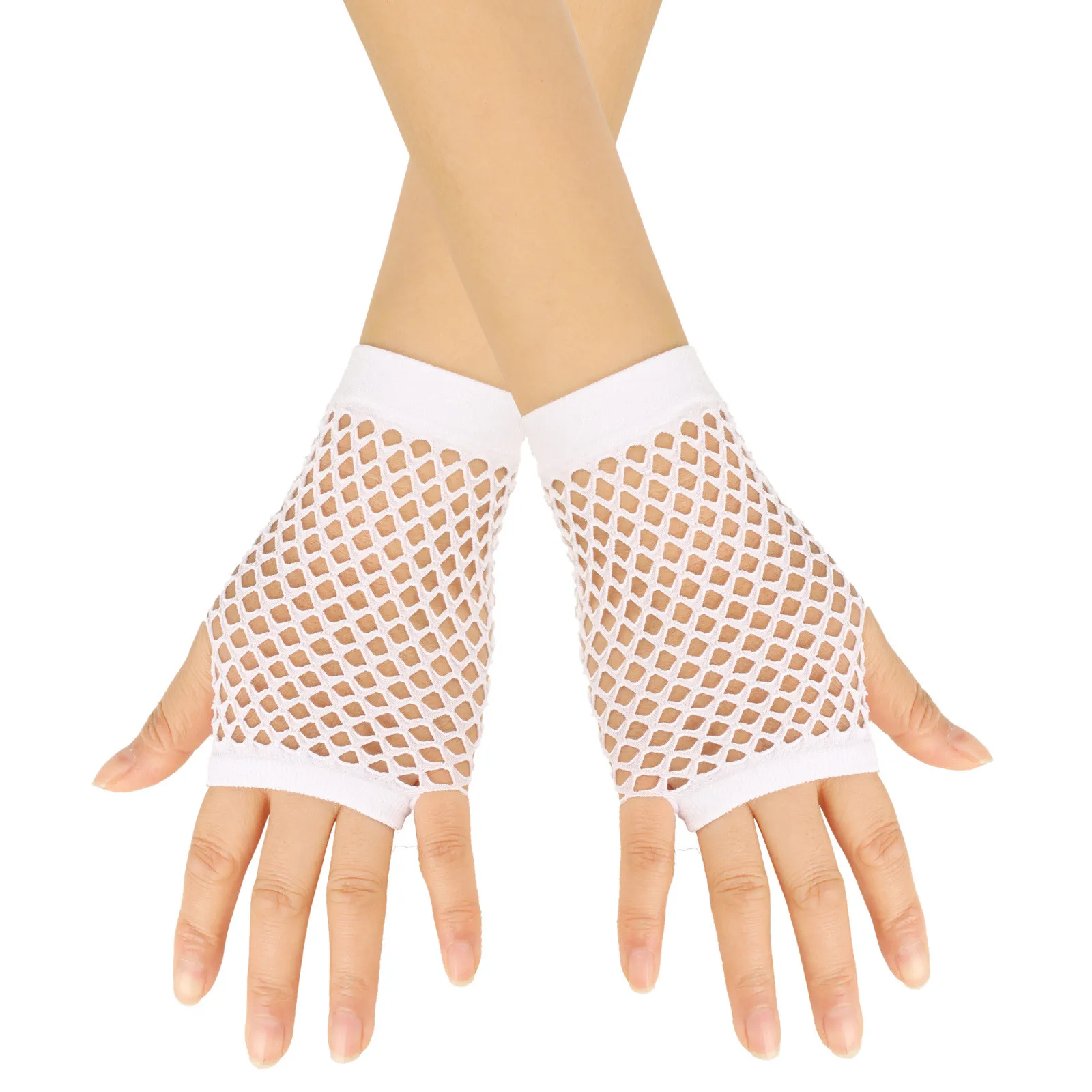 Women Coarse Net Elastic Sexy Soild Gloves Punk Half Finger Nightclub Trendy 2025 Women Clothes Accessories Decor украшения