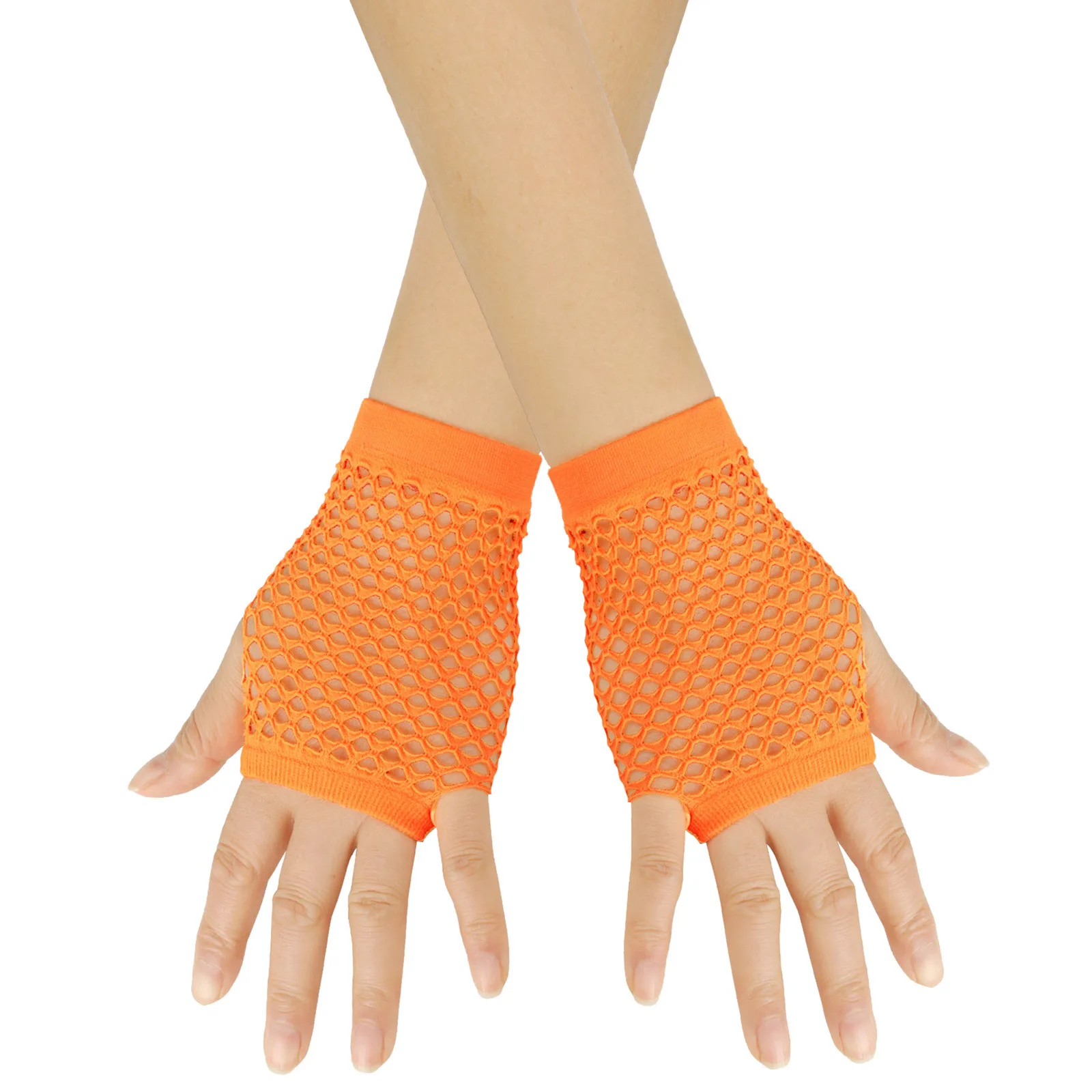 Women Coarse Net Elastic Sexy Soild Gloves Punk Half Finger Nightclub Trendy 2025 Women Clothes Accessories Decor украшения