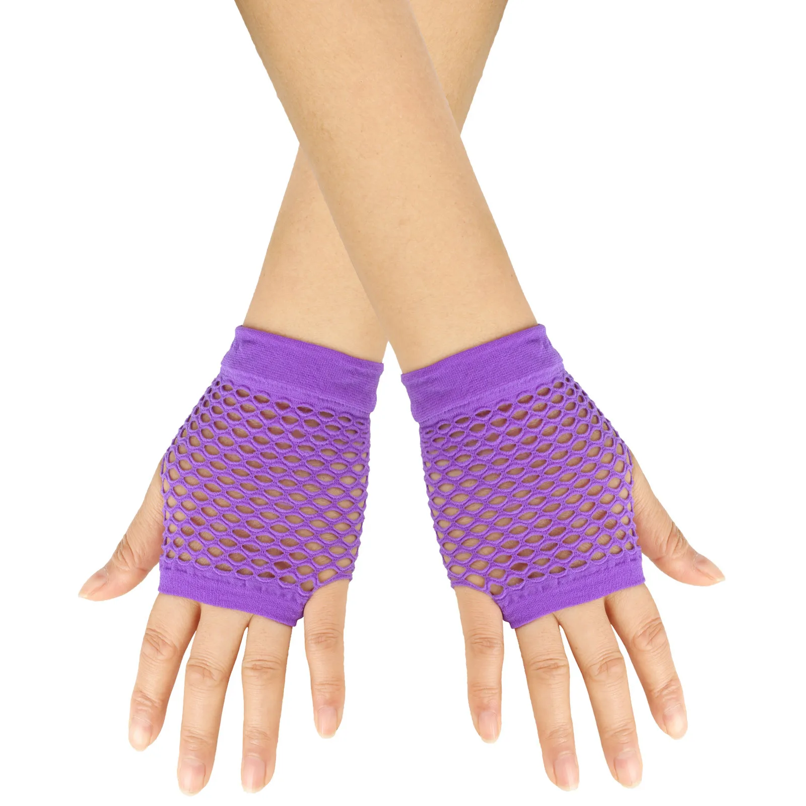 Women Coarse Net Elastic Sexy Soild Gloves Punk Half Finger Nightclub Trendy 2025 Women Clothes Accessories Decor украшения