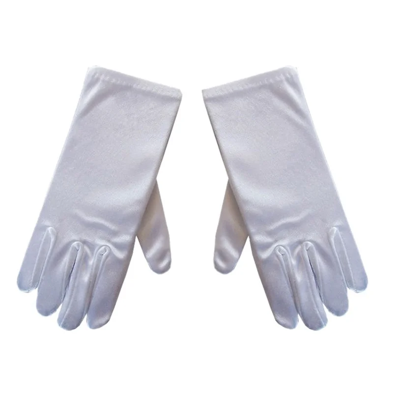 Kids Gloves White Short Satin Feel Boy Hold Flower Girl