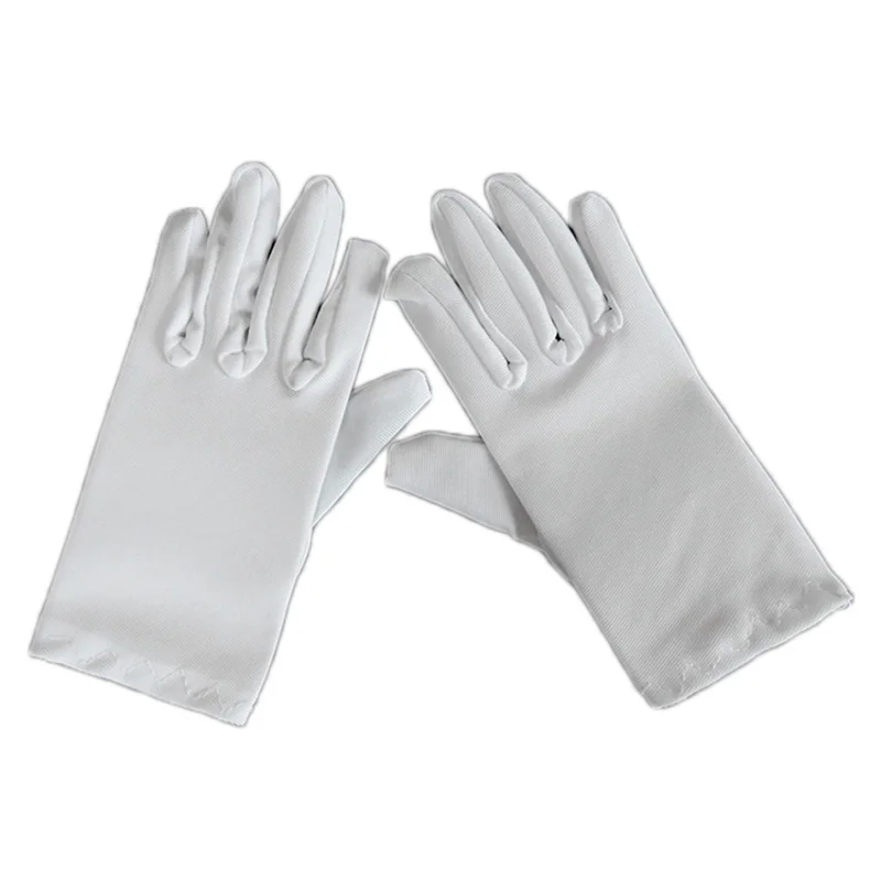 Kids Gloves White Short Satin Feel Boy Hold Flower Girl
